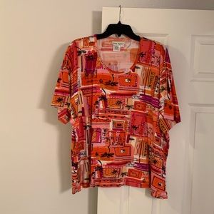 "Ulla Popken" Fushia, Orange, Black & White Top Like New Size 20/22